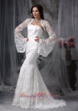 Lace Mermaid Long Sleeves Court Wedding Dress